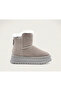 Genuine Suede Leather Women's Boots with Back Zipper and Gray Fur Inside