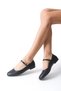 "Acazela" Babet Black Leather Round Toe Closed Helmeted Flat Sole Orthopedic New Season - 2