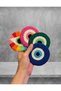 4-Piece Handmade Punch Needle - Evil Eye Bead, Eye Patterned Mug Rug, Cup and Coffee Presentation Coaster