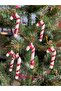 Christmas Pine Tree Ornament Small Size Candy Cane Red White 6 Pieces Candy Cane Ornament 7cm