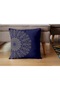 4-Piece Digital Printed Throw Pillow Covers - Uzbek Patterned Navy Blue Tile Pattern - 3