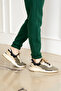 Men's 3 Thread Elastic Leg Sweatpants Bottom High Waist Lace-Up Green Thick Fleece - 3