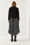 Women's Black White Side Tie Skirt Patterned Long Sleeve Dress 60351251 - 7