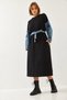 Women's Black Sleeves Denim Detailed Dress 8083 60351247 - 6