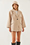 Women's Beige Casual Cashmere Coat 2602 60261005 - 2