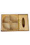Special Wooden Turkish Delight - Chocolate - Candy - Nuts 4 Section Napkin Box ( Beige & Gold ) - 5