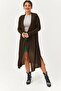 Women's Slim Knitwear Long Dark Brown Cardigan - 7