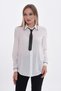 Women's Large Size Handmade Pearl Tie Necklace Crepe Shirt G0065 - 7