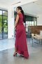 Women's Scuba Diving Fabric Double-Breasted Collar Skirt Flared Burgundy Dress - 4