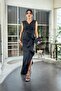 Women's Scuba Diving Fabric Double-Breasted Collar Skirt Flared Black Dress