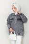 Women's Oversize Flannel Pocket Denim Jeans Jacket - 4