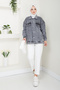 Women's Oversize Flannel Pocket Denim Jeans Jacket - 2