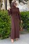 Women's Brown Pleated Detail Belted Jumpsuit t 8943 - 3
