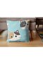 4-Seat Digital Printed Gift Sofa - Turquoise Floor Cat Patterned Cartoon - 3