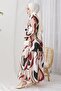 WOMEN'S BORDO PATTERNED CUFFS RUBBER DRESS T 024 - 3