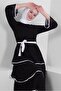 Women's Black Ruffle Belted Dress - T 6109