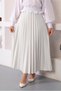 WOMEN'S WHITE PLEATED ELASTIC WAIST SKIRT T 8354 - 2