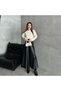 Women's Mevlana Hijab Skirt, Long Faux Leather Skirt, Straight Leather Skirt with Elastic Waist - Black - 5