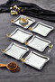Elegante Square Series, Volo Prezioso Handle Patterned Chrome Presentation Promise Engagement Tray, 22X22Cm, 6 Pieces