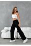Women's Black Two Yarn Elastic Waist Loose Piece Palazzo Sweatpants with Cargo Pockets - 7