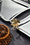 Elegante Square Series, Volo Prezioso Handle Patterned Chrome Presentation Promise Engagement Tray, 22X22Cm, 6 Pieces - 2