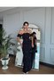 Special Design Pearl Stone Detailed Off-Shoulder Black Evening Dress - 7