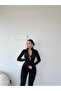 Women's Fleece Inside Zippered Sports Black Snow Jumpsuit - 2