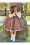 Brown Skirt Embroidered Baby Girl Dress, Birthday Dress, Photo Shoot Dress, 0-12 Years Old - 5
