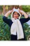 Winter Women's Beanie Scarf with Ears Hooded White Plush Hat Scarf Neck Collar Shawl Windproof