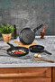 Line 3 Piece Cast Granite Pan Set Black |   20-24-28 cm Non-Stick Non-Scratch Pan Set |   Breakfast & Daily Use |   Even Heat Dissipation - 5