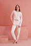 Pink Sweet Dreams Patterned Luxury Thermal Women's Pajamas Set - 2