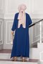 Buttoned Aerobin Hijab Double Set Indigo - 4