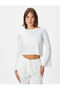 Crop T-Shirt Textured Crew Neck Metallic Spanish Sleeve - 3