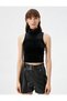 Turtleneck Blouse Crop Sleeveless Velvet - 3