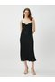 Satin Midi Evening Dress Scoop Neck - 2
