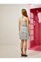 Mini Polka Dot Dress with Viscose Draping and Floral Detail - 4