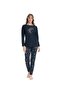 Us Polo Assn. Women's Navy Blue Round Collar Pajama Set