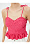 Strappy Undershirt Underwire Ruffle Detailed Embroidered Slim Fit - 5