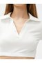 Polo Neck T-Shirt Crop Ribbed Short Sleeve - 5