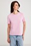 Modest Martına Women's 100% Organic Cotton Regular Fit Regular Fit Crew Neck Basic Pink T-Shirt - 4