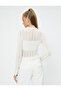 Long Sleeve Openwork T-Shirt Stand Collar Slim Fit - 4