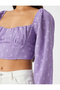 Crop Blouse Balloon Sleeve Textured - 5