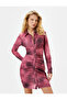 Shirt Dress Batik Patterned Mini Size Drape Detailed - 2