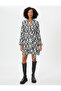 Mini Shirt Collar Dress Long Sleeve Half Button Detailed Belted - 3