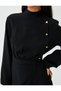 Long Sleeve Midi Dress Buttoned Draped Slit Viscose - 5