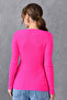 Knitwear Fabric Chain Accessory Detailed Long Sleeve Pink Sweater 0163 - 3