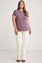 Mayra Women's Slim Fit Slim Fit Crew Neck Basic Purple Plus Size T-Shirt - 2
