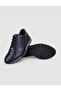 100% Genuine Leather Navy Blue Lace-Up Men's Sports Shoes - 3
