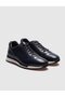 Genuine Leather Navy Blue Lace-Up Men's Sports Shoes - 2