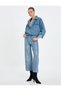 Extra Wide Crop Leg Metallic Shiny Jeans High Waist - Bianca Crop Jeans - 2